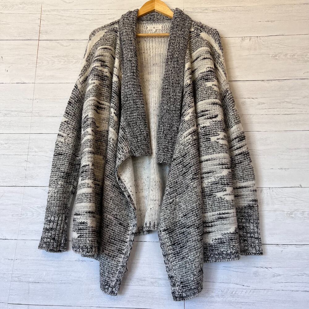 Lou & Grey Sweater Womens Size Large Black, Gray & White Wool & Mohair Cardigan